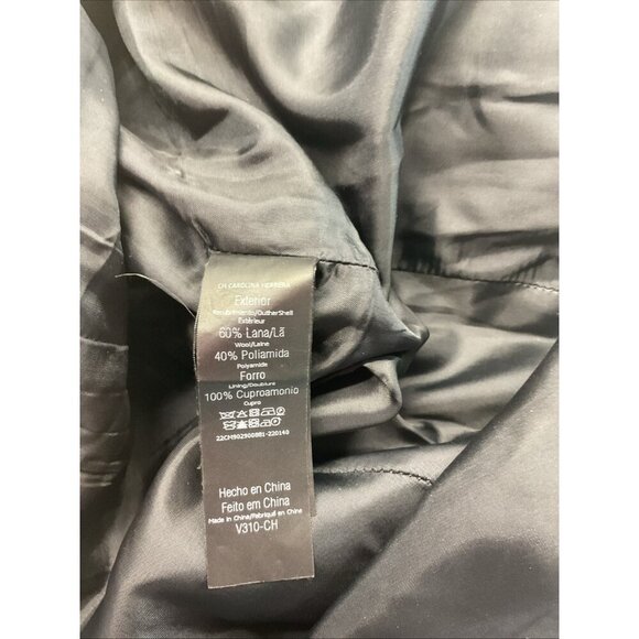 Carolina Herrera Wool Blend Floral burnout cap Sleeve Dress Black Ivory Size 12 - Picture 7 of 11